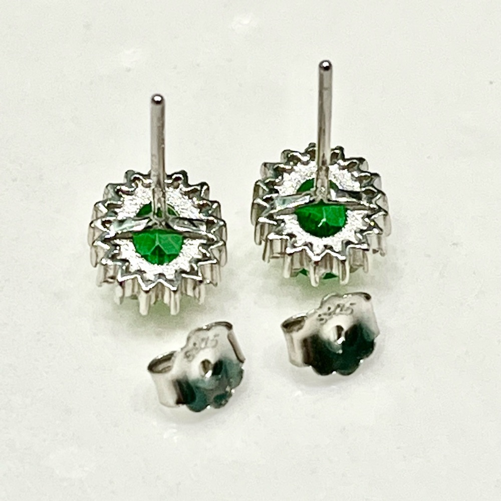 1.5 Ct Topaz 14K White Gold Plated Earrings - Picture 3 of 5